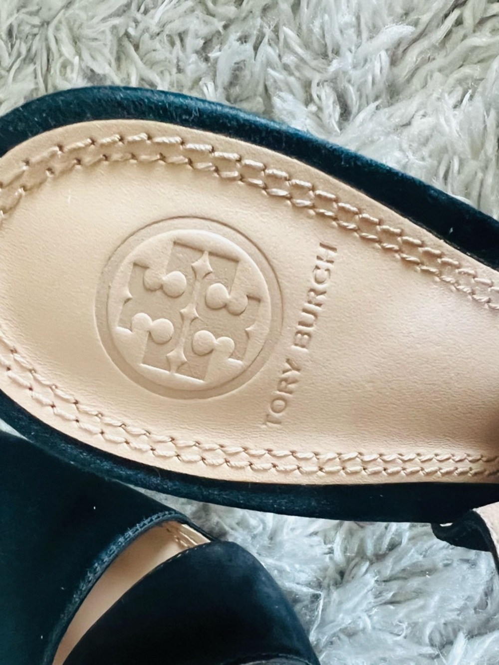 Tory Burch Black Suede and Satin Slingback Sandals - Picture 2 of 6